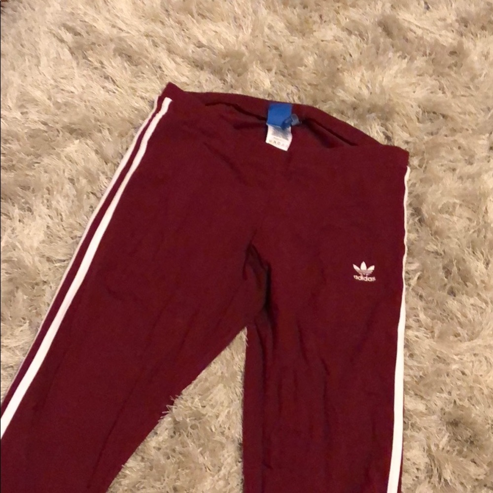 Maroon adidas leggings
